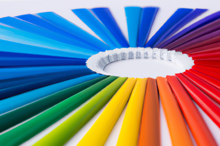 Colourful, arranged strips in a circular pattern, featuring a gradient from blue to red to encourage neuro-inclusivity and neuroinclusion